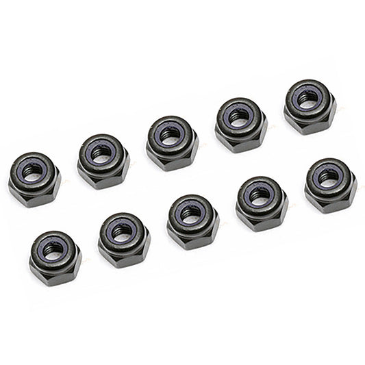 Team Associated Locknuts, M3, Black Steel (10)