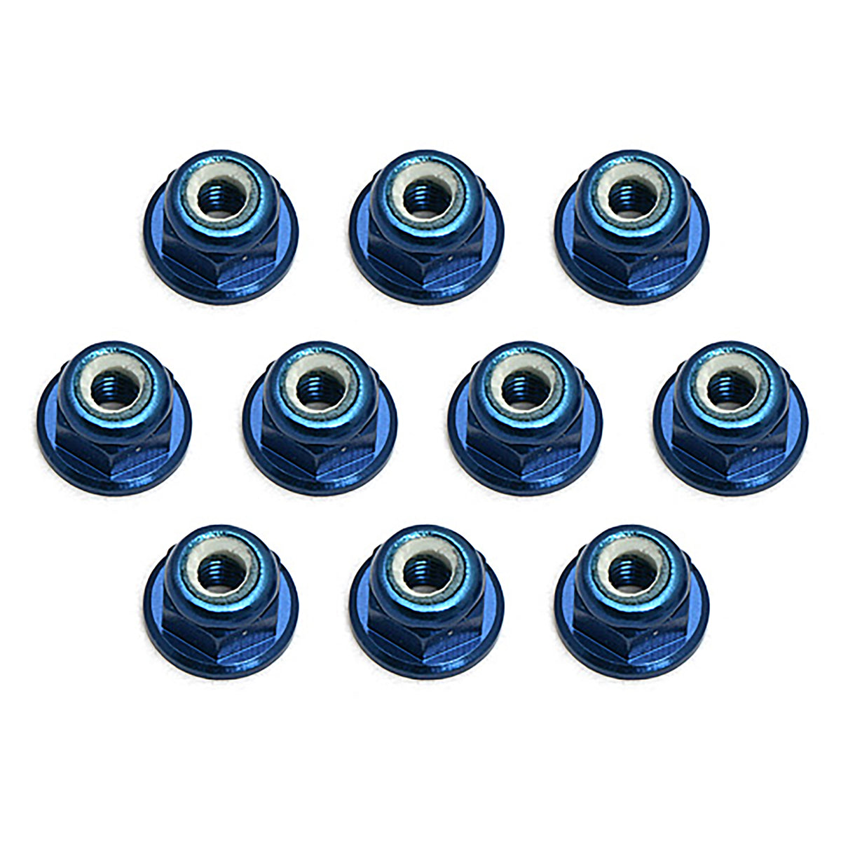 Team Associated FT Locknuts, M3, Flanged, Blue Aluminum (10)