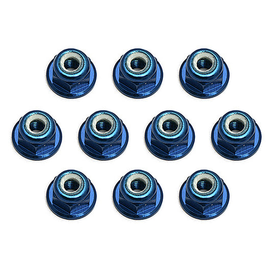 Team Associated FT Locknuts, M3, Flanged, Blue Aluminum (10)