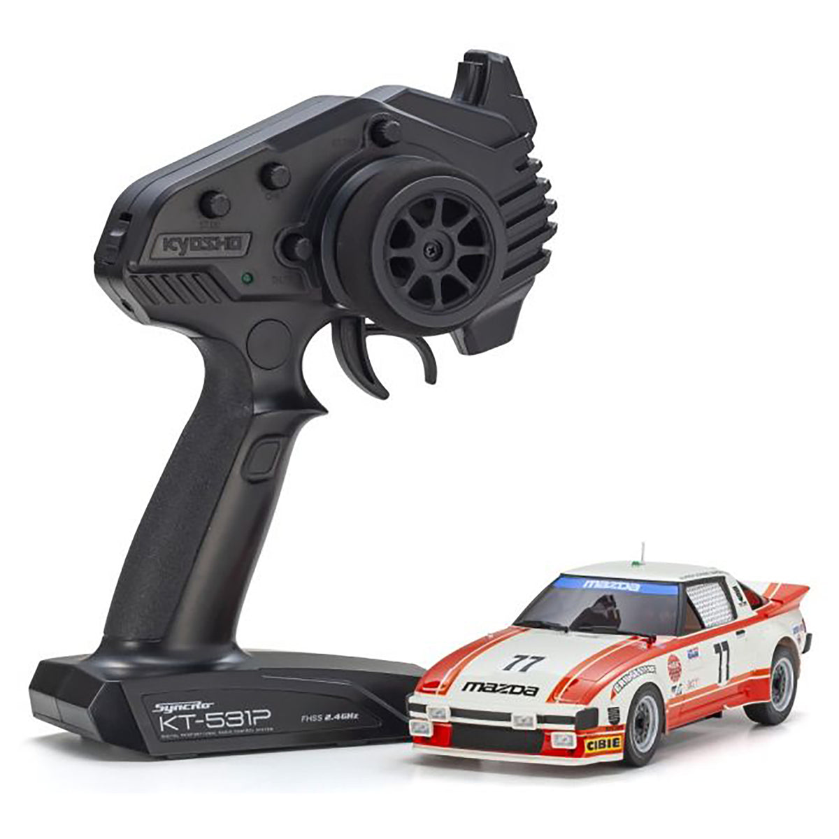 Kyosho MR-04 RWD Mini-Z Readyset w/Mazda Savanna RX-7 (SA22C) "1979 Daytona Car No.77"  w/KT-531P 2.4GHz Radio