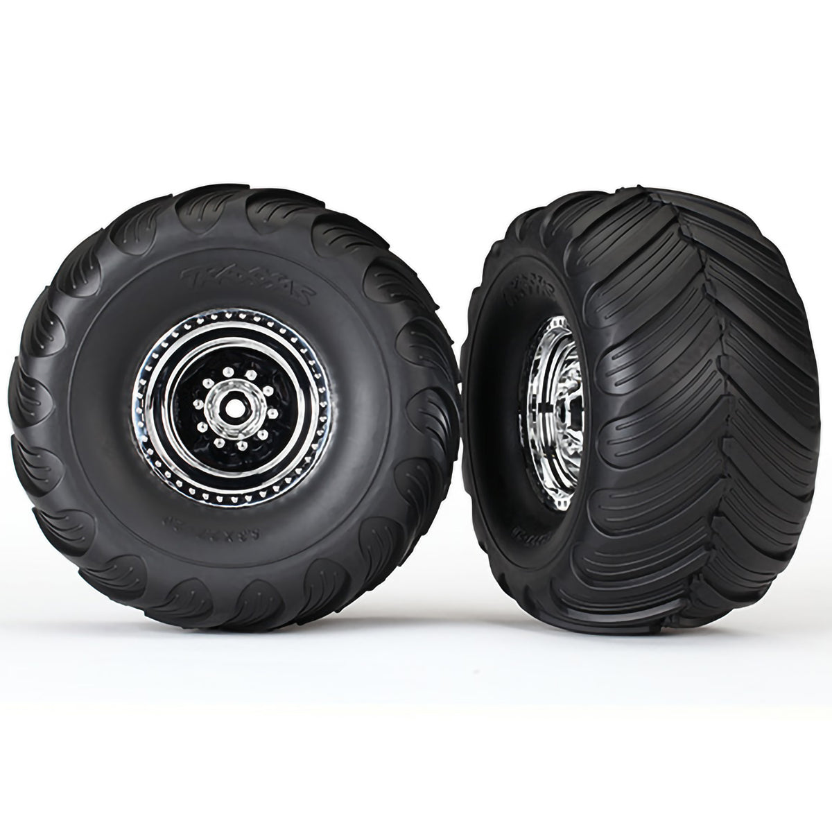 Traxxas Tires & Wheels, Assembled, Glued (chrome wheels, Terra Groove dual profile tires, foam inserts) (2WD electric rear) (2)