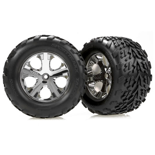 Traxxas Talon Rear Tires w/All-Star Wheels (2) (Chrome)