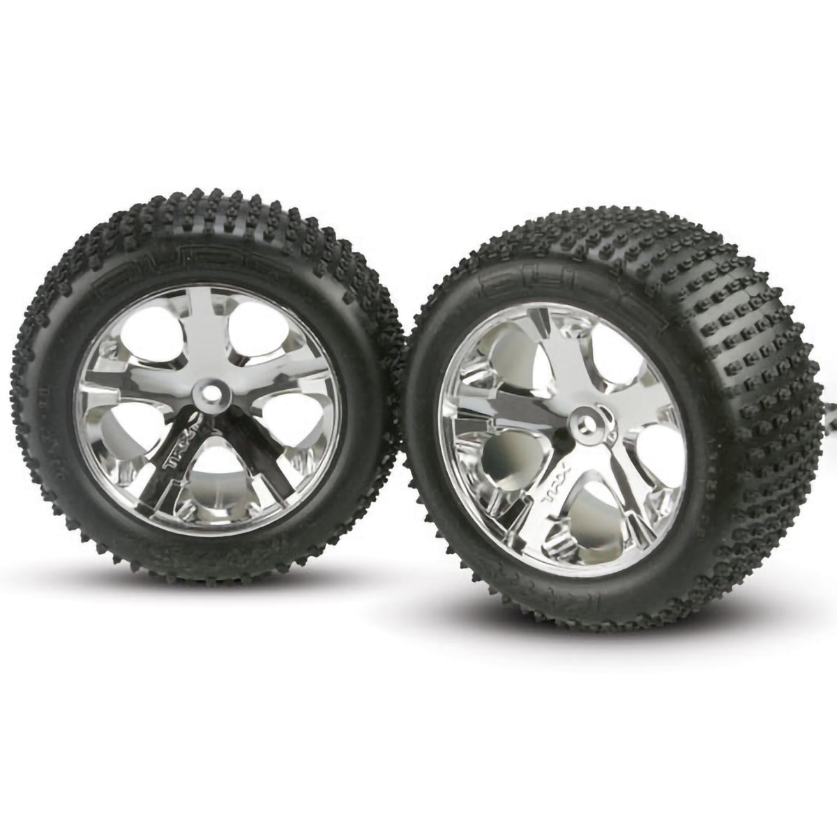 Traxxas Tires & Wheels, Assembled, Glued (2.8') (All-Star chrome wheels, Alias® tires, foam inserts) (2WD electric rear) (2)