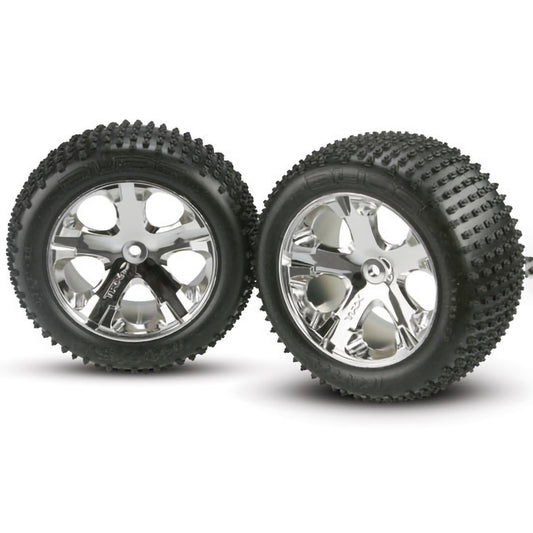 Traxxas Tires & Wheels, Assembled, Glued (2.8') (All-Star chrome wheels, Alias® tires, foam inserts) (2WD electric rear) (2)