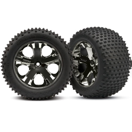 Traxxas Alias Rear Tires w/All-Star Wheels (2) (Black Chrome) (Standard)