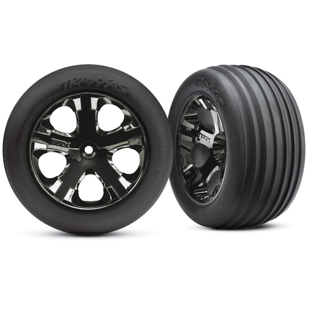 Traxxas Tires & Wheels, Assembled, Glued (2.8') (All-Star black chrome wheels, ribbed tires, foam inserts) (electric front) (2)