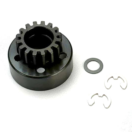 Traxxas Clutch bell (15-tooth)/5x8x0.5mm fiber washer (2)/ 5mm e-clip (requires 5x11x4mm ball bearings part #4611) (1.0 metric pitch)