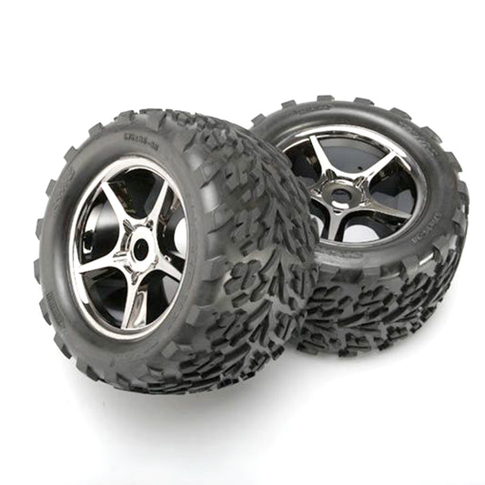 Traxxas Gemini 3.8" Black Chrome Wheels & Talon Tires (2)