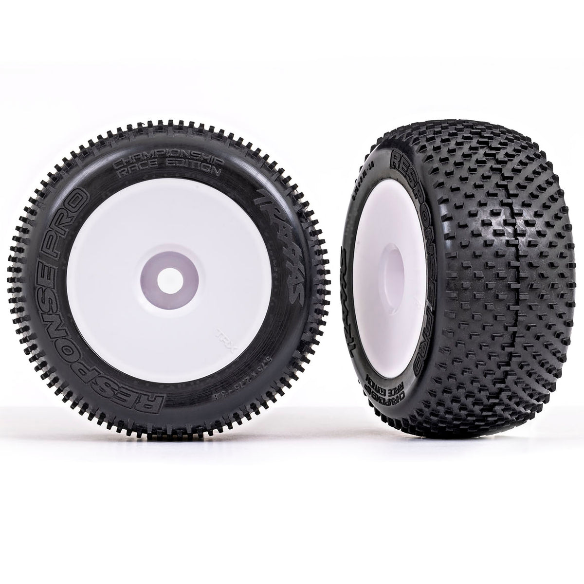 Traxxas Tires & Wheels, Assembled, Glued (white dished 3.8' wheels, Response Pro tires, foam inserts) (2) (use with 17mm splined wheel hubs and wheel nuts, part #5353X)