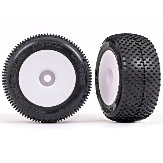 Traxxas Tires & Wheels, Assembled, Glued (white dished 3.8' wheels, Response Pro tires, foam inserts) (2) (use with 17mm splined wheel hubs and wheel nuts, part #5353X)