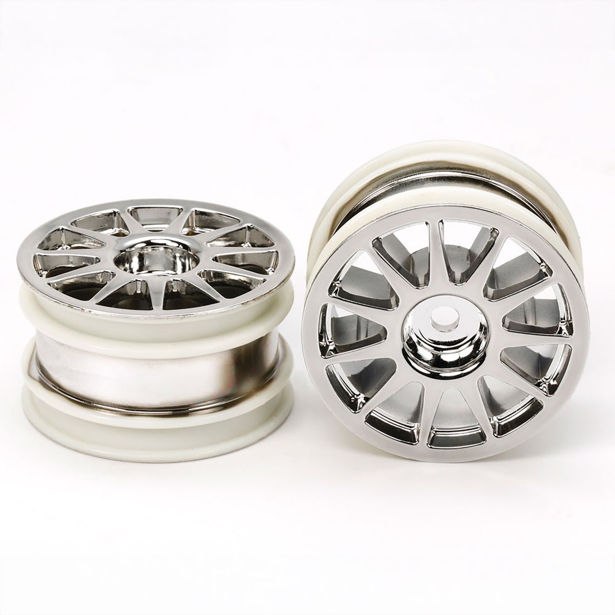 Tamiya RC M-Chassis 11 Spoke Wheels, Chrome Plated/2pcs
