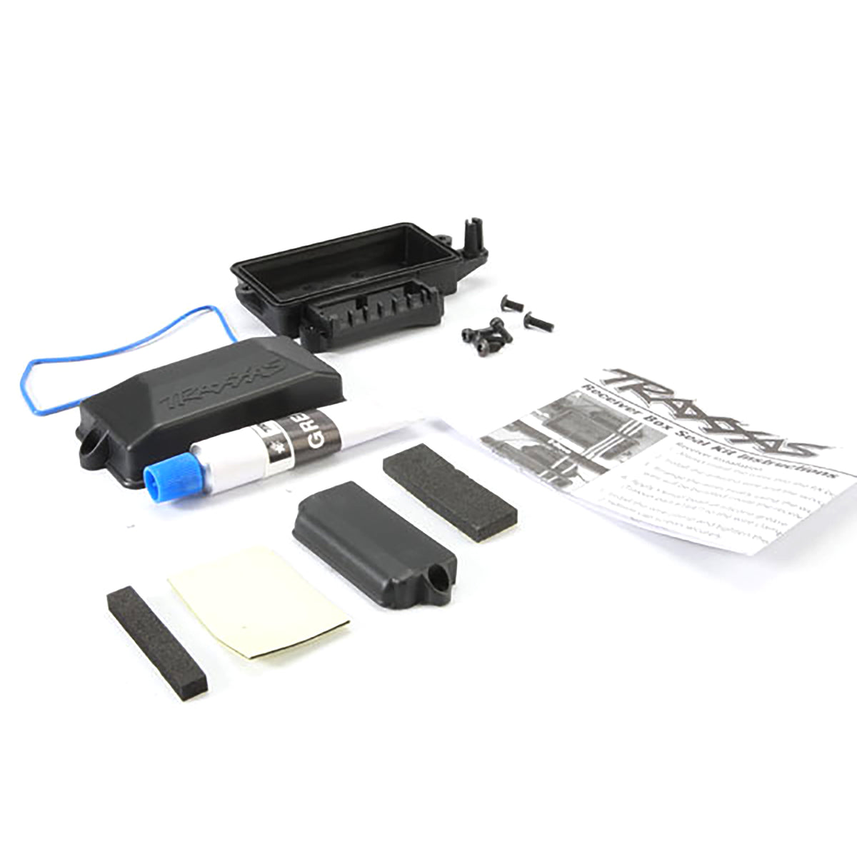 Traxxas Box, Receiver (sealed)/Foam Pad/Silicone Grease/3x8mm BCS (2)/2.5x8mm CS (2)/3x6mm BCS (2)