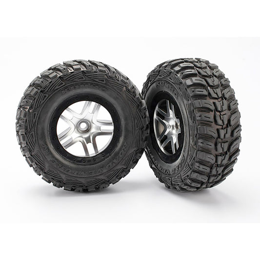 Traxxas Tires & Wheels, Assembled, Glued SCT Satin Chrome & Black Wheels & S1 Kumho Tires (2)
