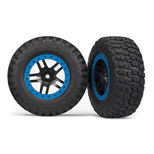 Traxxas BF Goodrich KM2 Tire w/Split-Spoke Rear Wheel (2) (Black and Blue)