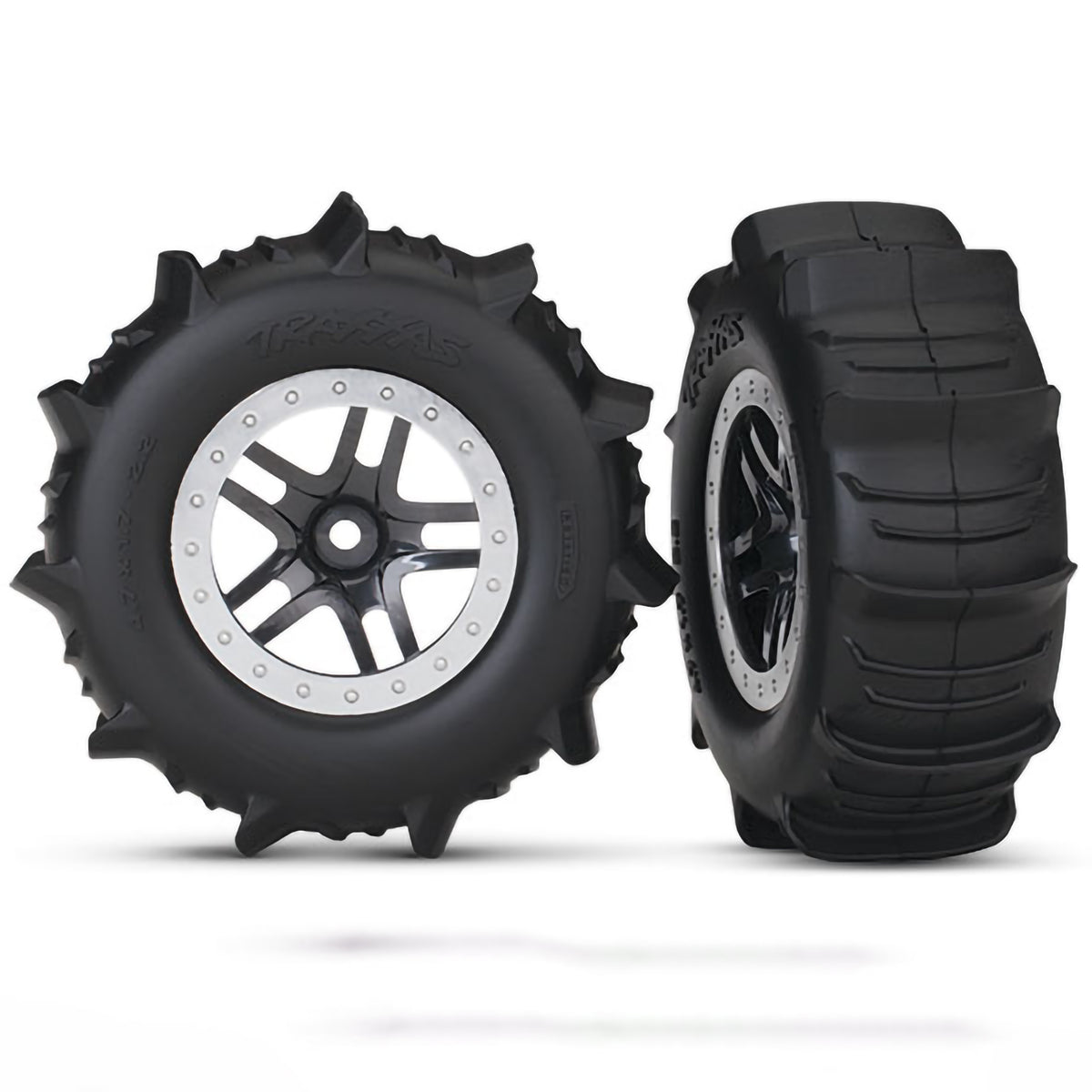 Traxxas Tires & Wheels SCT SS Satin Chrome/Paddle TSM