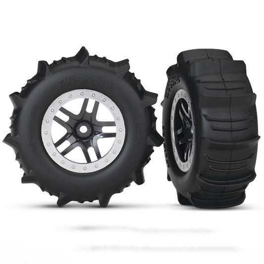 Traxxas Tires & Wheels SCT SS Satin Chrome/Paddle TSM
