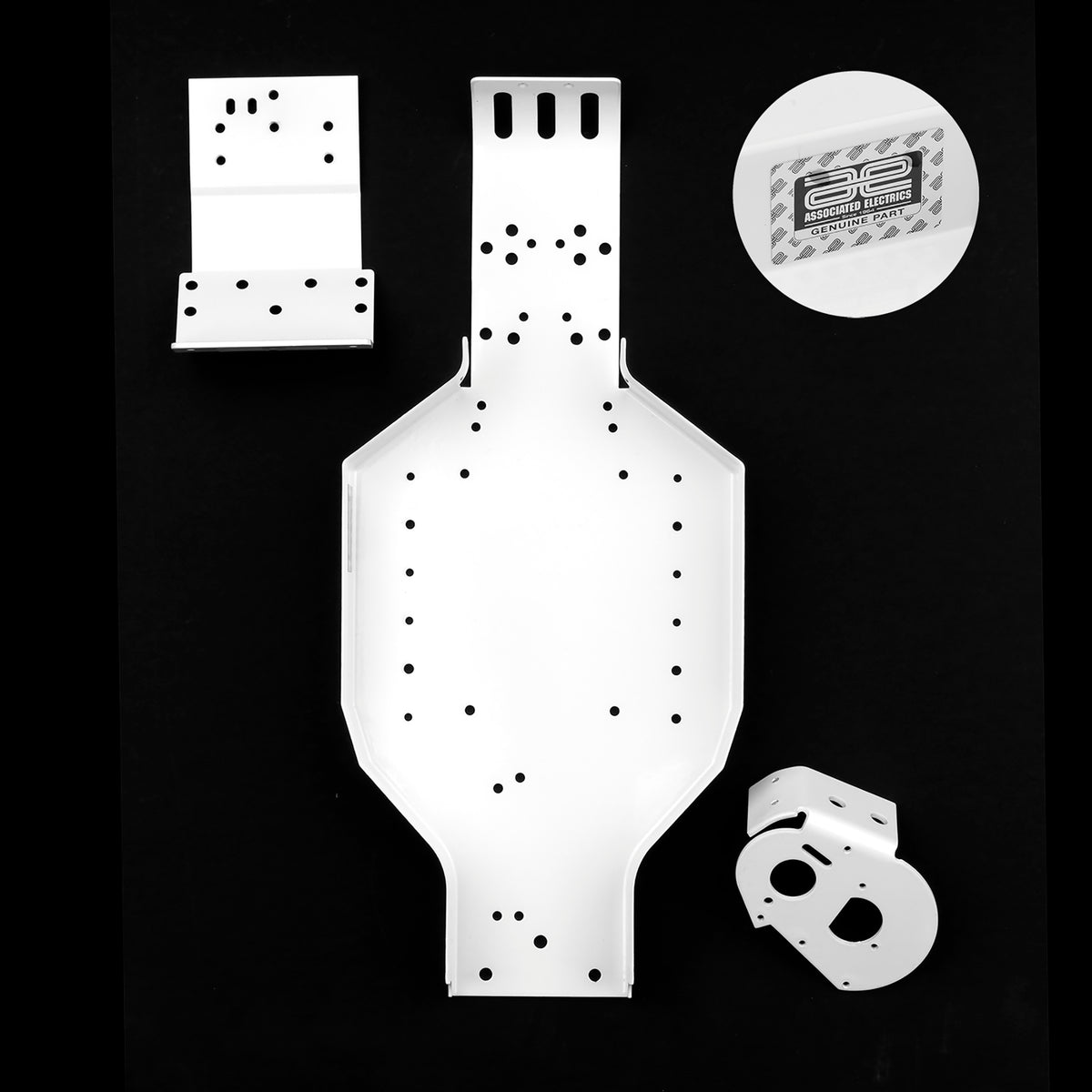 Team Associated Vintage RC10 Chassis Set (Nose Plate, Motor Mount, Chassis) White