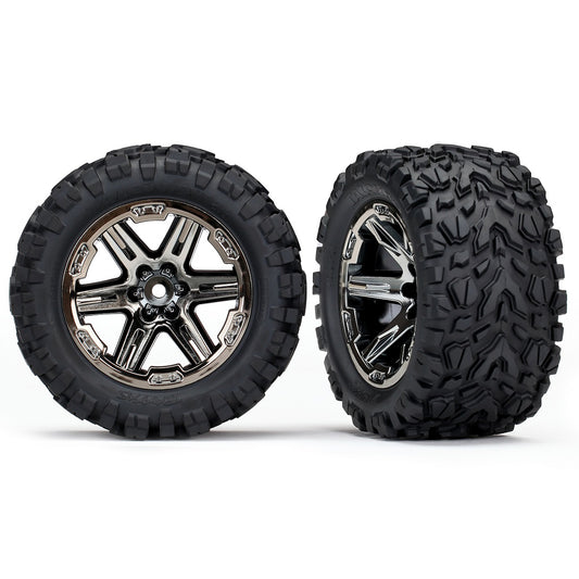 Traxxas Tires & Wheels, Assembled, Glued (2.8') (RXT black chrome wheels, Talon Extreme tires, foam inserts) (4WD electric front/rear, 2WD electric front only) (2) (TSM rated)