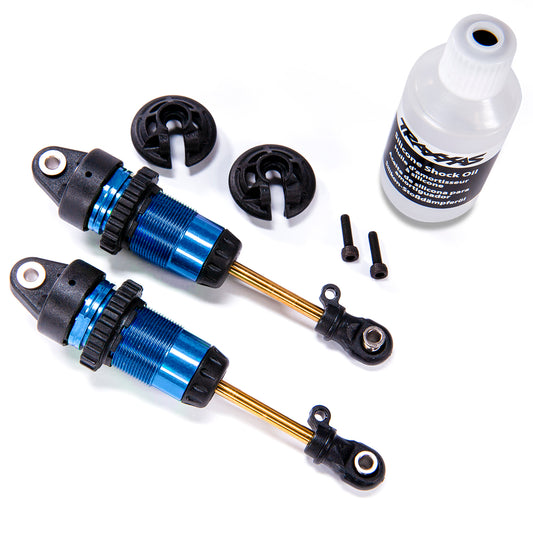 Traxxas Shocks, GTR Long Blue-Anodized, PTFE-coated Bodies with TiN shafts (fully assembled, without springs) (2)