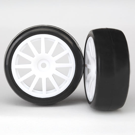 Traxxas LaTrax Rally White 12-Spoke wheels w/ Slick Tires (2)