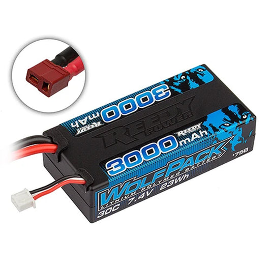 Team Associated Reedy WolfPack LiPo 3000mAh 30C 7.4V Shorty, with T-plug
