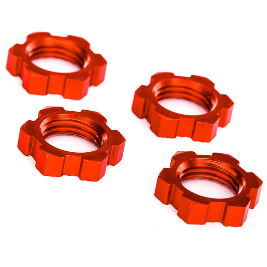 Traxxas Wheel Nuts, Splined, 17mm, Serrated (red-anodized) (4)