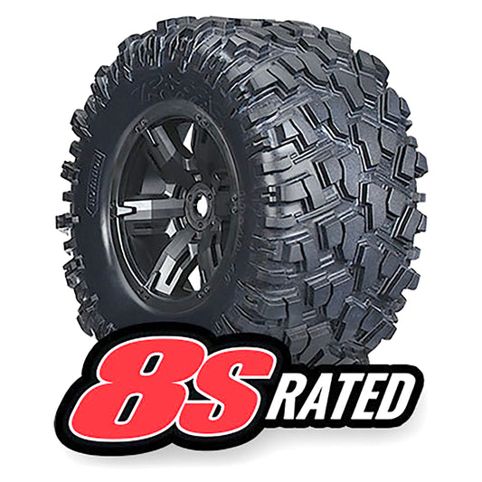 Traxxas Tires & Wheels, Assembled, Glued (X-Maxx® black wheels, Maxx® AT tires, foam inserts) (left & right) (2)