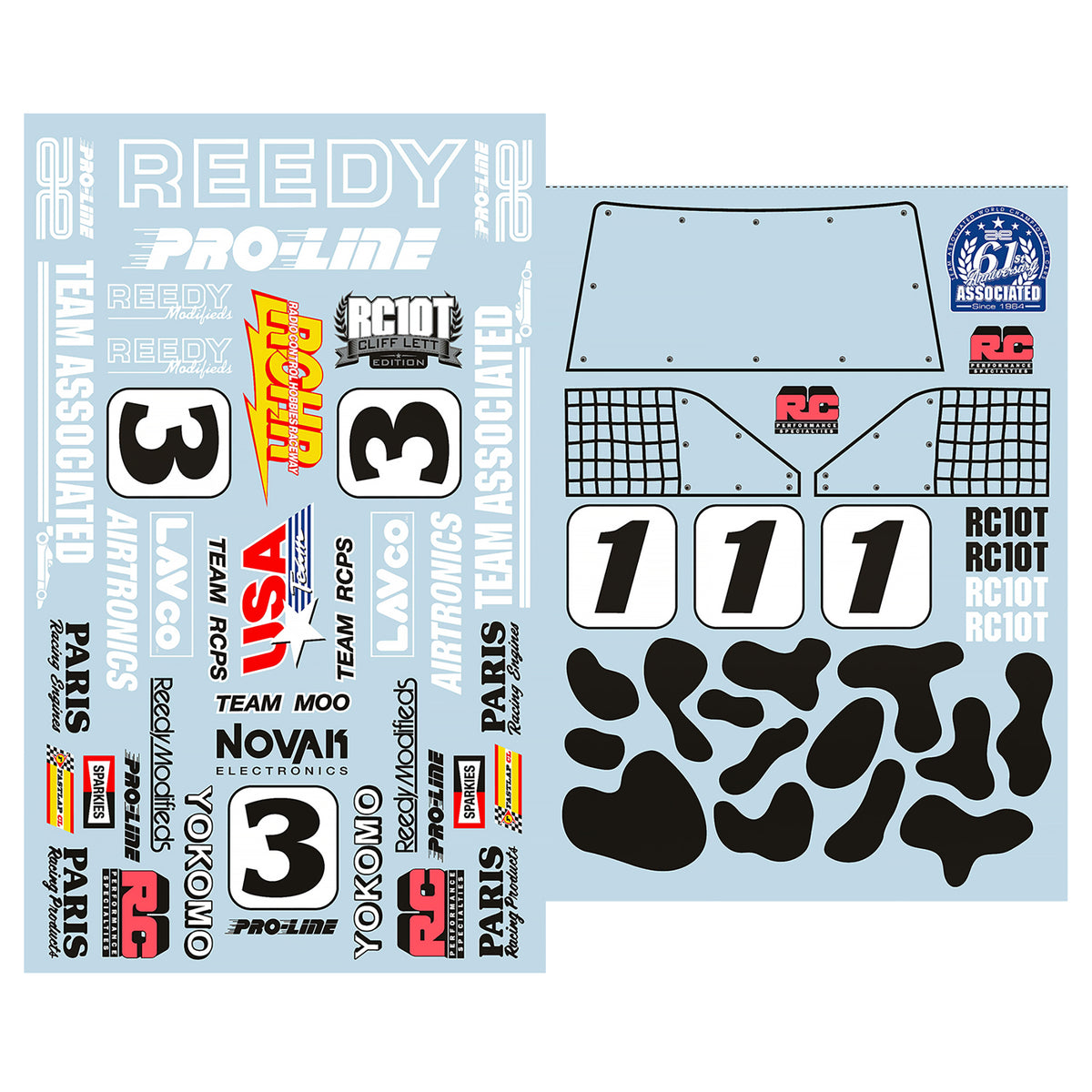 Team Associated RC10T Cliff Lett Team Moo Decal Set