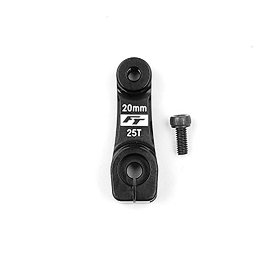 Team Associated Factory Team Aluminum 20mm Servo Horn (Black) (-2mm Offset) (25T Futaba)
