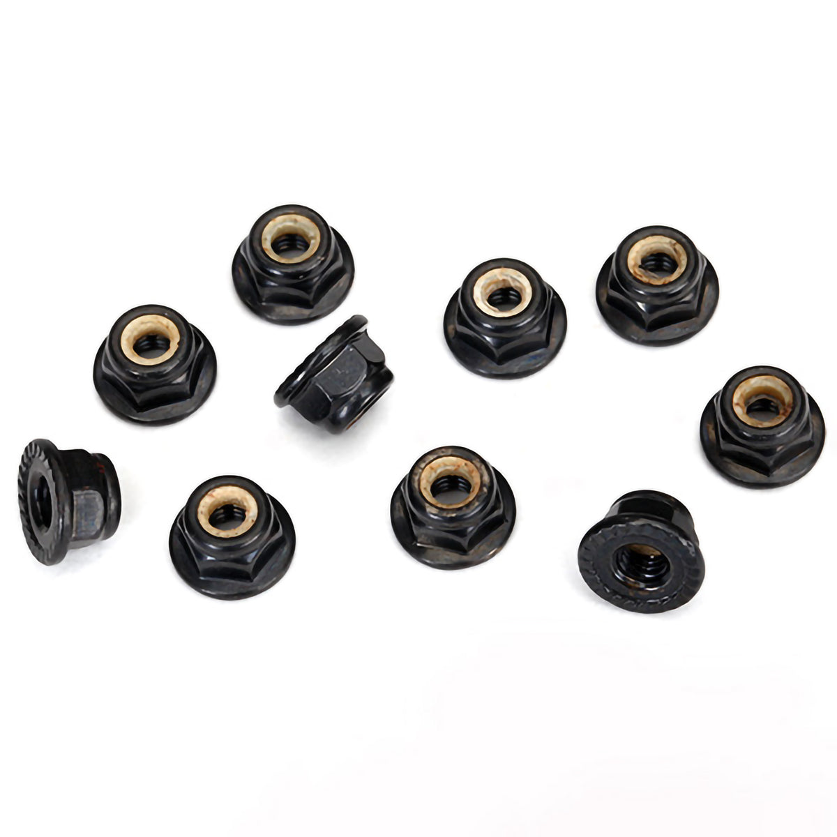 Traxxas 4-Tec 2.0 Serrated 4mm Flanged Nylon Locking Nut (Black) (10)