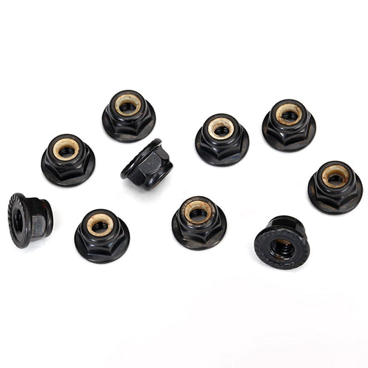 Traxxas 4-Tec 2.0 Serrated 4mm Flanged Nylon Locking Nut (Black) (10)