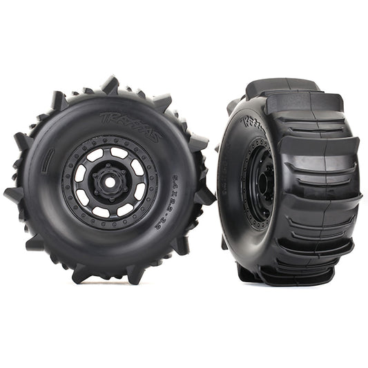 Traxxas Tires and Wheels, Assembled, Glued (Desert Racer® wheels, paddle tires, foam inserts) (2)