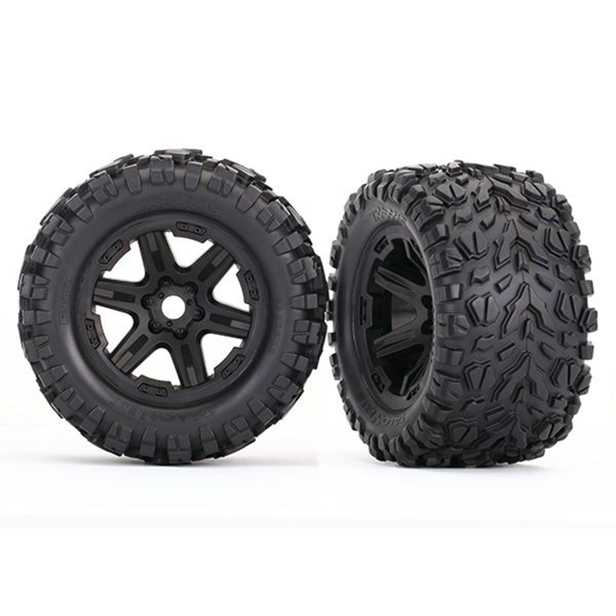 Traxxas 3.8" Black 6-Spoke Wheels w/Talon EXT Tires (2)