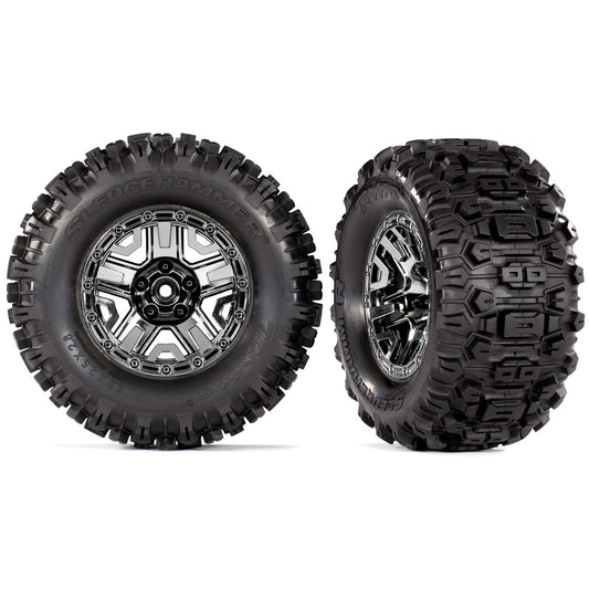 Traxxas 2.8" Black Chrome Wheels & Sledgehammer Tires (2)