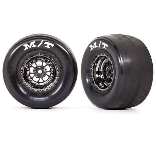 Traxxas Weld Black Chrome Rear Wheels & MT Tires (2)