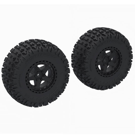 Arrma DBOOTS 'FORTRESS SC' Tire Set Glued, Black (2) 14mm hex
