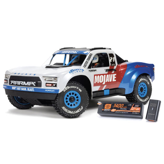 Arrma 1/16 Mojave Grom 223S DSC 4X4 RTR Brushless Desert Truck, White/Blue