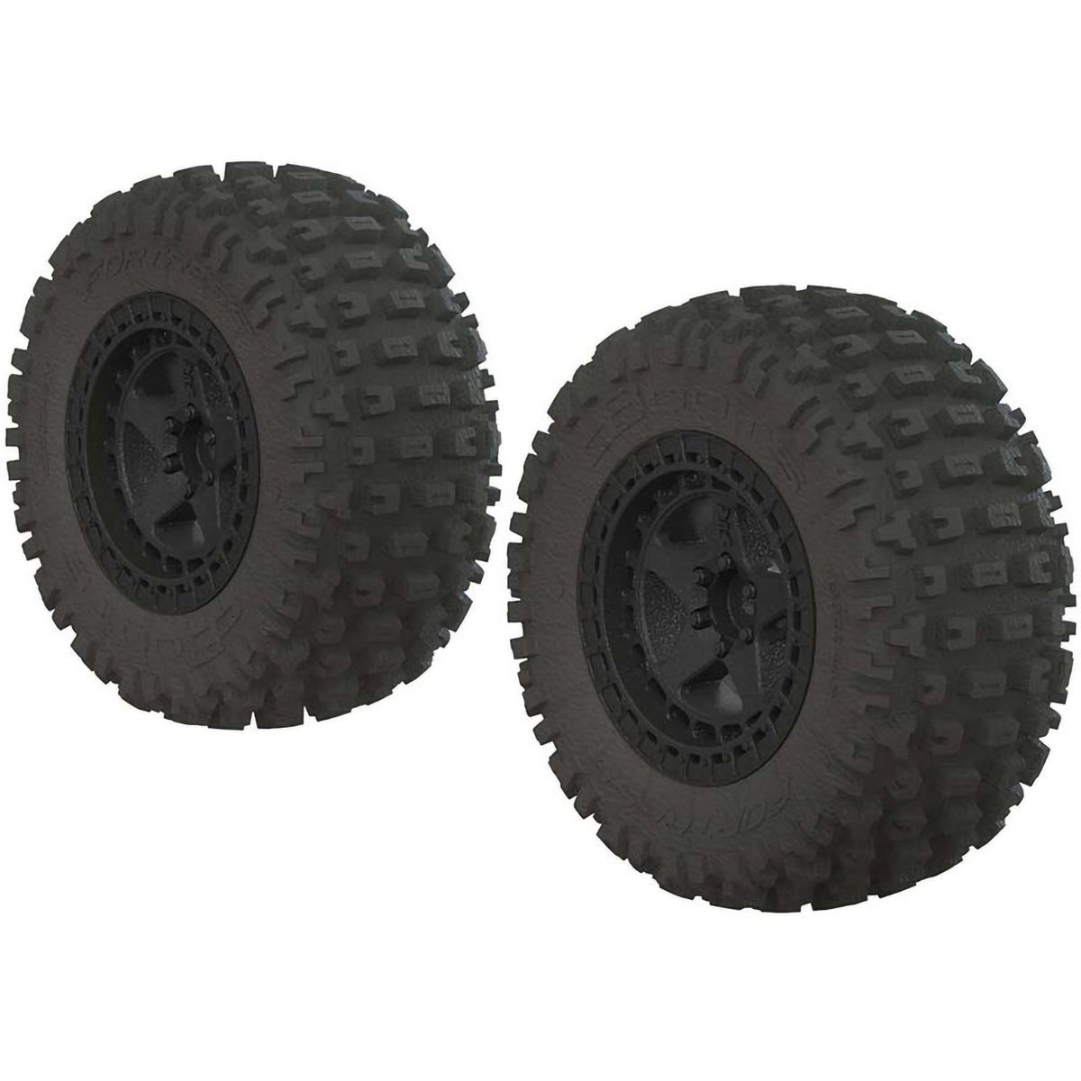 Arrma Fortress SC Tire Set Glued Black (2) 14mm hex ARAC9630