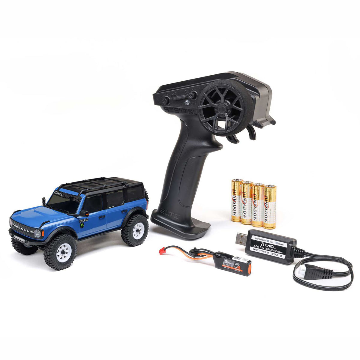 Axial 1/30 SCX30 Ford Bronco 4X4 RTR Brushed Rock Crawler (Battery & Charger Included), Blue