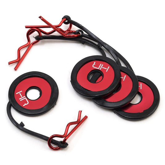 Hot Racing Red Body Clips with Rubber Leash & Body Washer