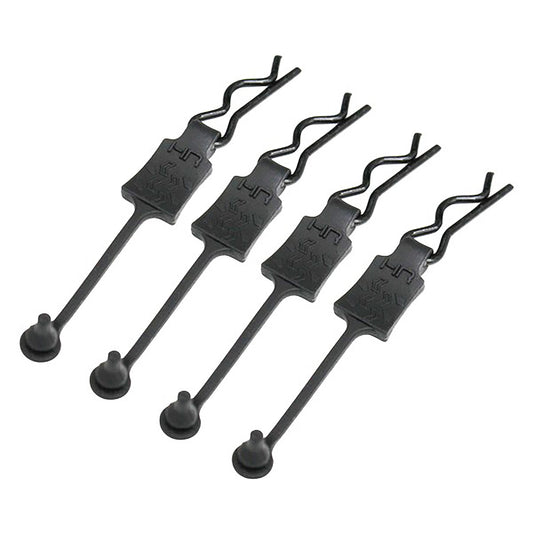 Hot Racing Body Clip Retainers, for 1/8 Scale, Black Chrome (4pcs)