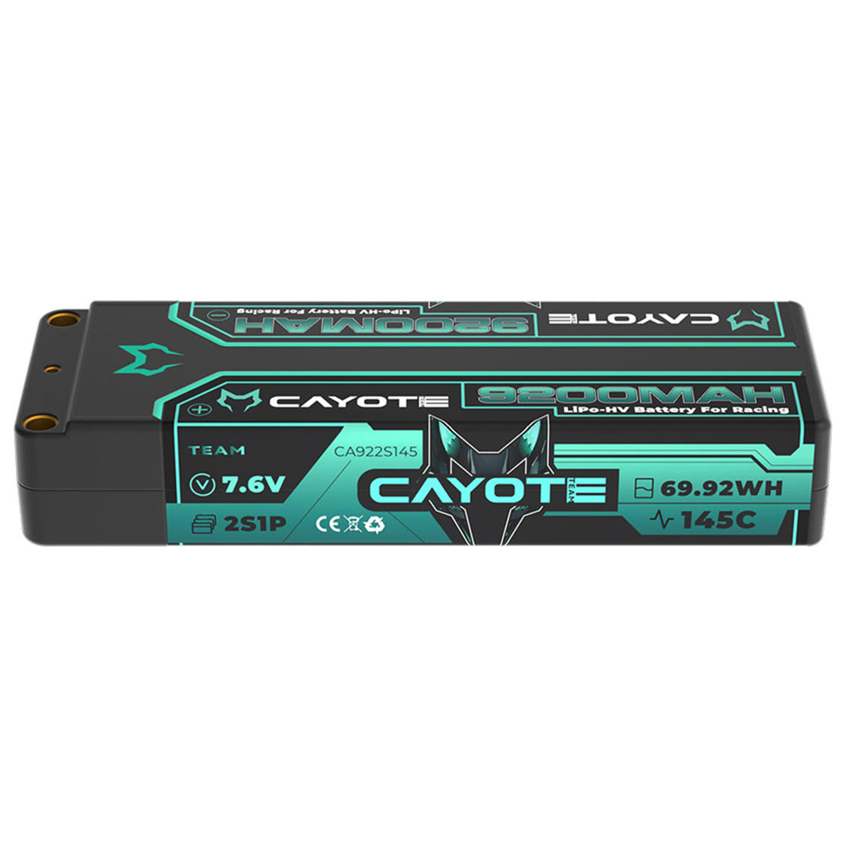 Cayote 2S 145C LCG Stick LiHV Battery (7.6V/9200mAh) w/5mm Bullets