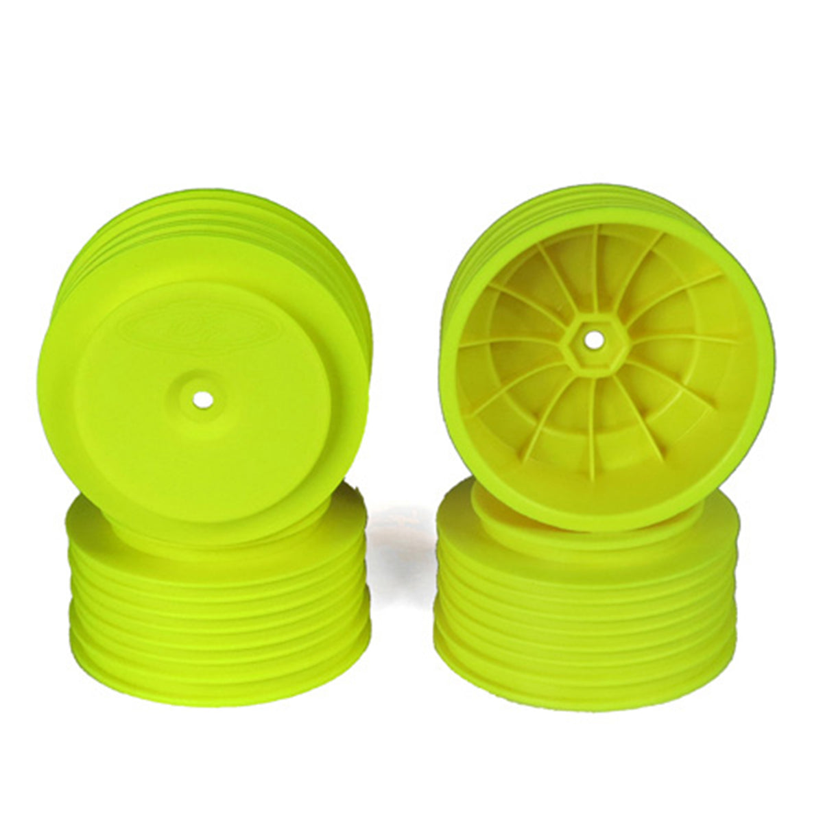 DE Racing Speedline Plus Short Course Wheels (Yellow) (4) w/12mm Hex (22SCT/TEN-SCTE/SCT410)