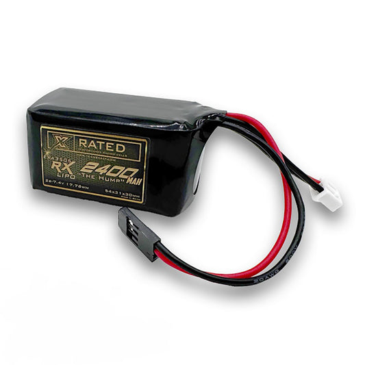 Exalt X-Rated 2S LiPo Hump Receiver Battery (Kyosho/Tekno) (7.4V/2400mAh) w/Futaba Connector