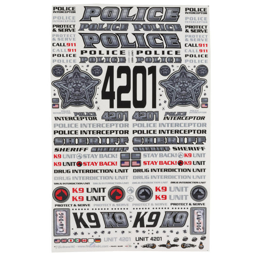 Firebrand RC Police 1 Decals Sheet (Silver) (8.5x11")
