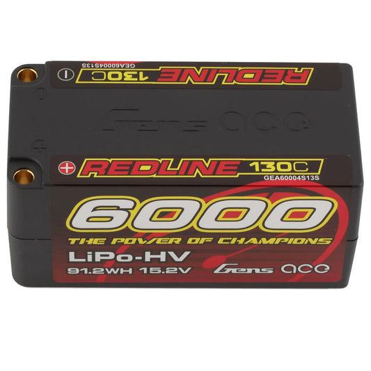 Gens Ace Redline 4S LiHV LiPo Shorty Battery 130C (15.2V/6000mAh) w/5mm Bullets (Hard Case)