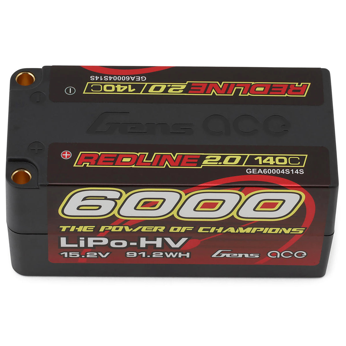 Gens Ace Redline 2.0 4S/2P LiHV LiPo Shorty Battery 140C (15.2V/6000mAh) w/5mm Bullets (Hard Case)