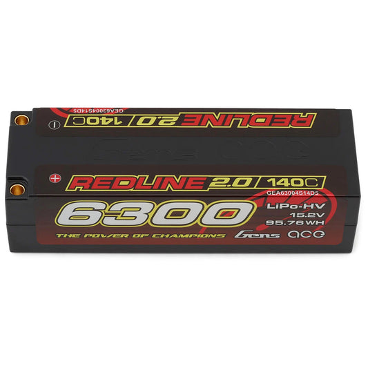Gens Ace Redline 2.0 4S LiHV Battery 140C (15.2V/6300mAh) w/5.0mm bullets