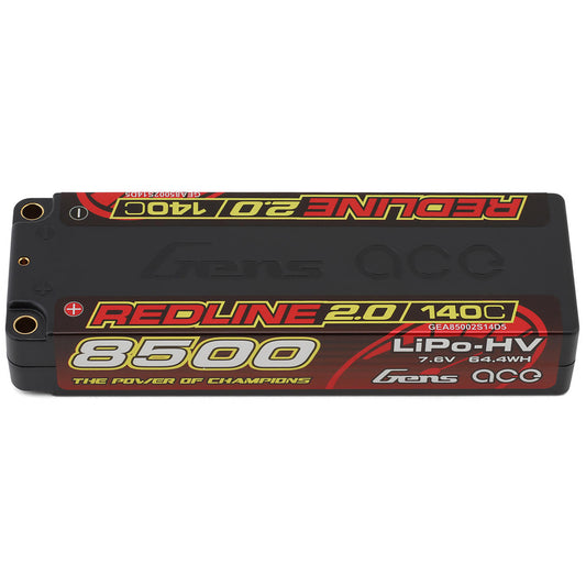 Gens Ace Redline 2.0 2S LiHV Battery 140C (7.6V/8500mAh) w/5mm Bullets