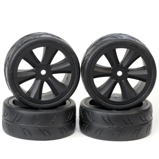 Gravity RC USGT Pre-Mounted GT Rubber Tires (Black) (4) w/12mm Hex